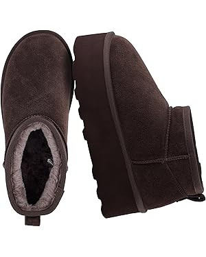 CUSHIONAIRE Hippy Women’s Platform Ankle Boots – Genuine Suede, Faux Fur Lining, Cozy Winter ... | Amazon (US)