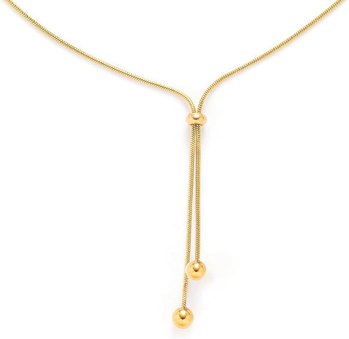 Lariat Long Gold Necklace for Women Long Adjustable Bolo Chain with Tassel Dress Sweater Chain 18... | Amazon (US)