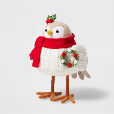 Bird with Scarf & Wreath Decorative Figurine Red - Wondershop™ | Target