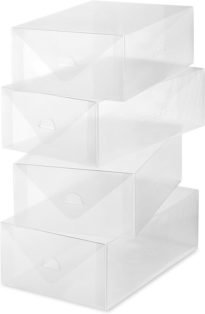 Whitmor Clear Vue Women's Shoe Box, Set of 4, White, 4 Count | Amazon (US)