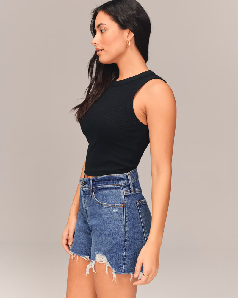 Women's Curve Love High Rise 4 Inch Mom Short | Women's New Arrivals | Abercrombie.com | Abercrombie & Fitch (US)