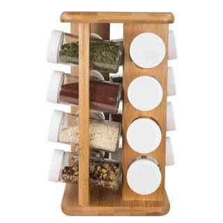 16-Piece 5.87 in. x 5.87 in. x 10.87 in. Bamboo Spice Rack | The Home Depot