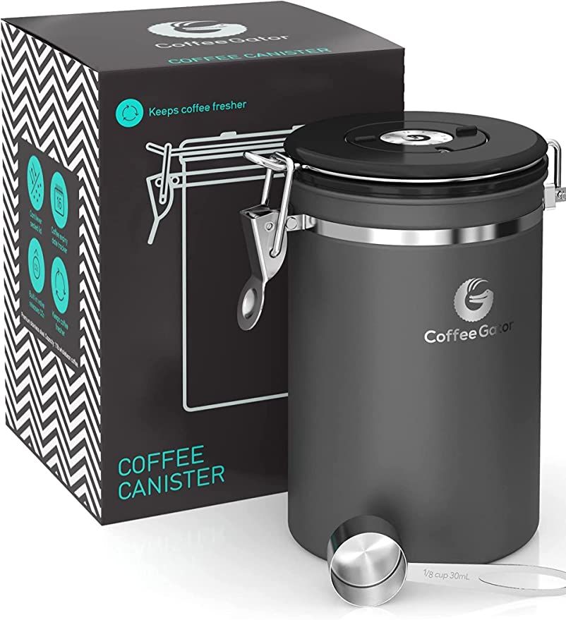 Coffee Gator Stainless Steel Coffee Grounds and Beans Container Canister with Date-Tracker, CO2-R... | Amazon (US)