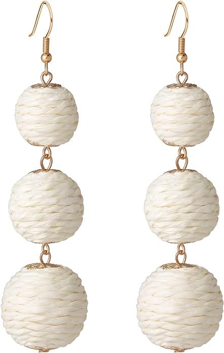 Thread Ball Dangle Earrings Thread Dangle Earrings Soriee Drop Earrings Beaded Ball Ear Drop | Amazon (US)
