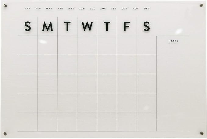 Parisloft Large Reusable Acrylic Wall Calendar, Clear Acrylic Monthly Wall Mounted Calendar, Mont... | Amazon (US)