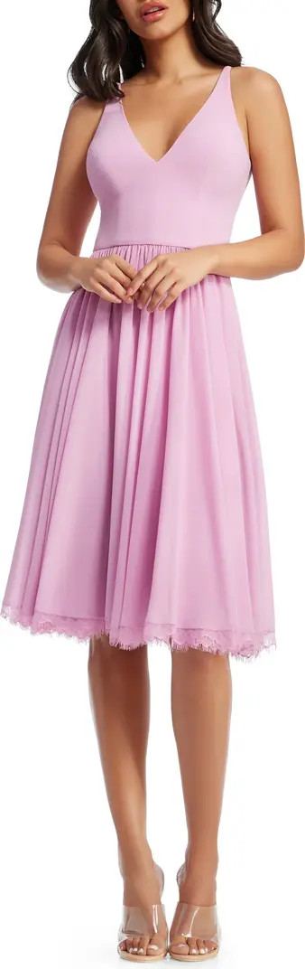 Dress the Population Alicia Mixed Media Midi Dress | Nordstrom | Nordstrom