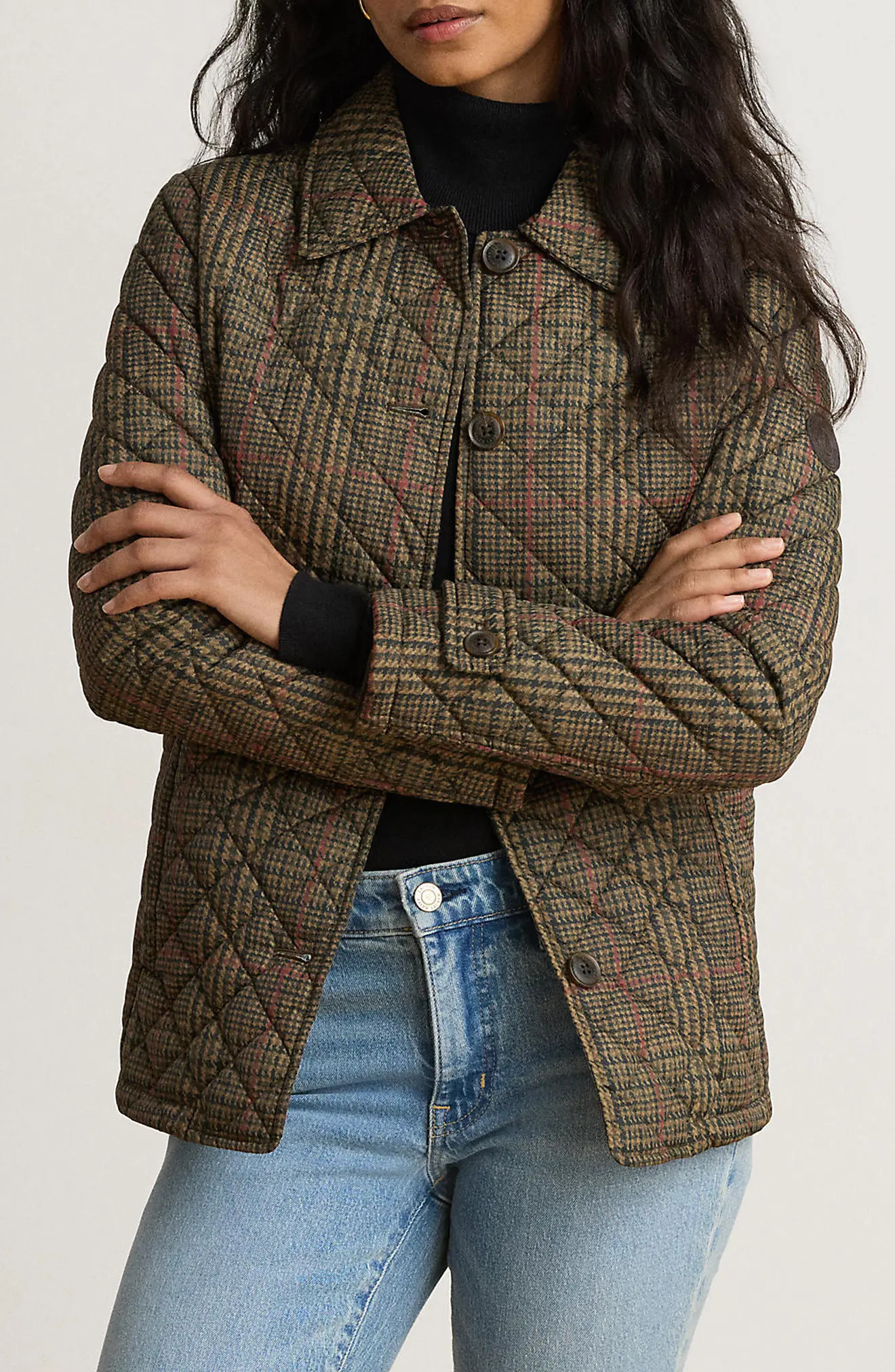 Lauren Ralph Lauren Quilted Jacket with Faux Leather Trim (Women) | Nordstrom | Nordstrom