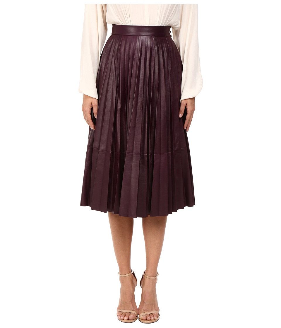 Prabal Gurung - Pleated Leather Skirt (Blackberry) Women's Skirt | 6pm
