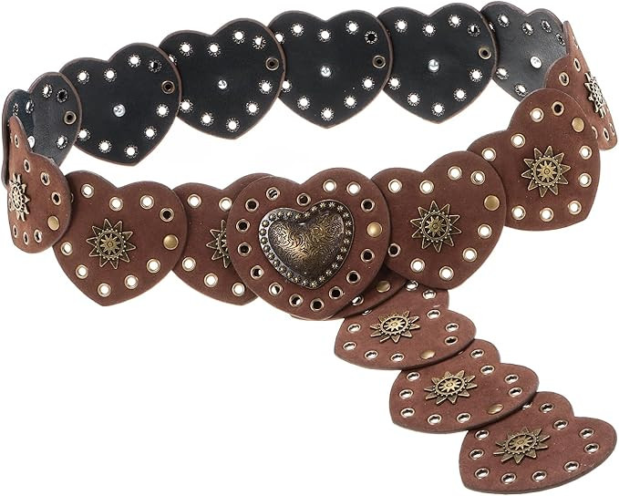 Hollow Disc Belt Western Style Exaggerated Cowboy Wide Disc Belt Metal Buckle Vintage Soft Belt f... | Amazon (US)