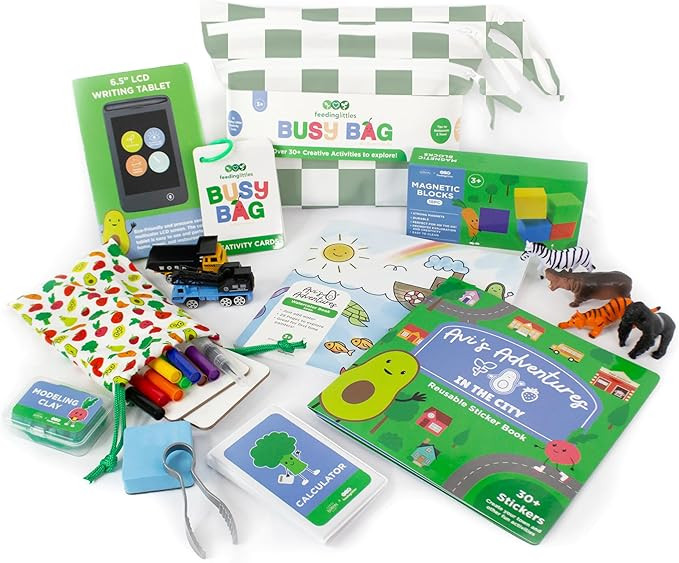 BapronBaby Feeding Littles Busy Bag (Sage Checkerboard) - Toddler Travel Activity Kit, Restaurant... | Amazon (US)