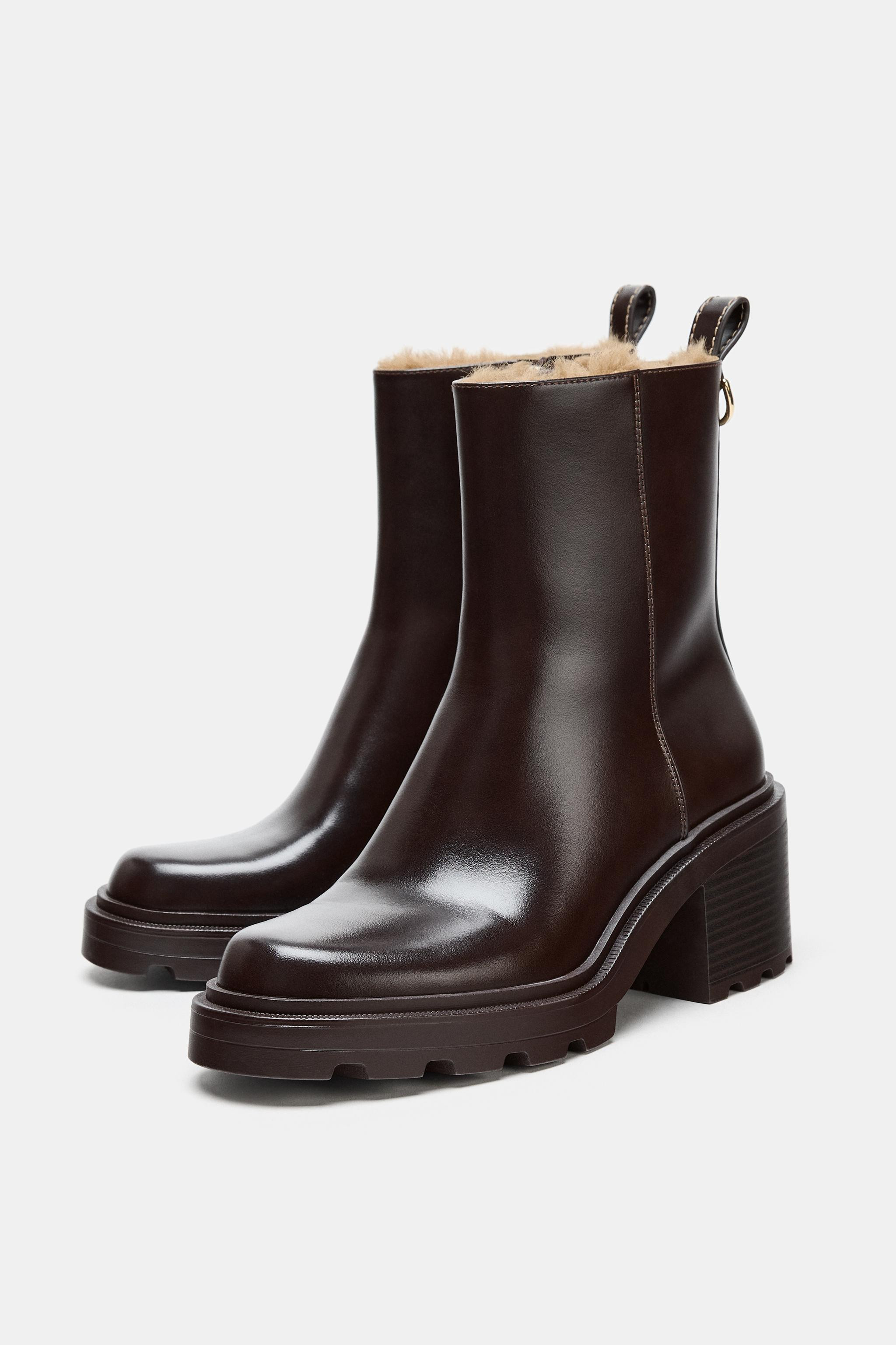 HEELED ANKLE BOOTS WITH FAUX FUR INTERIOR | Zara US