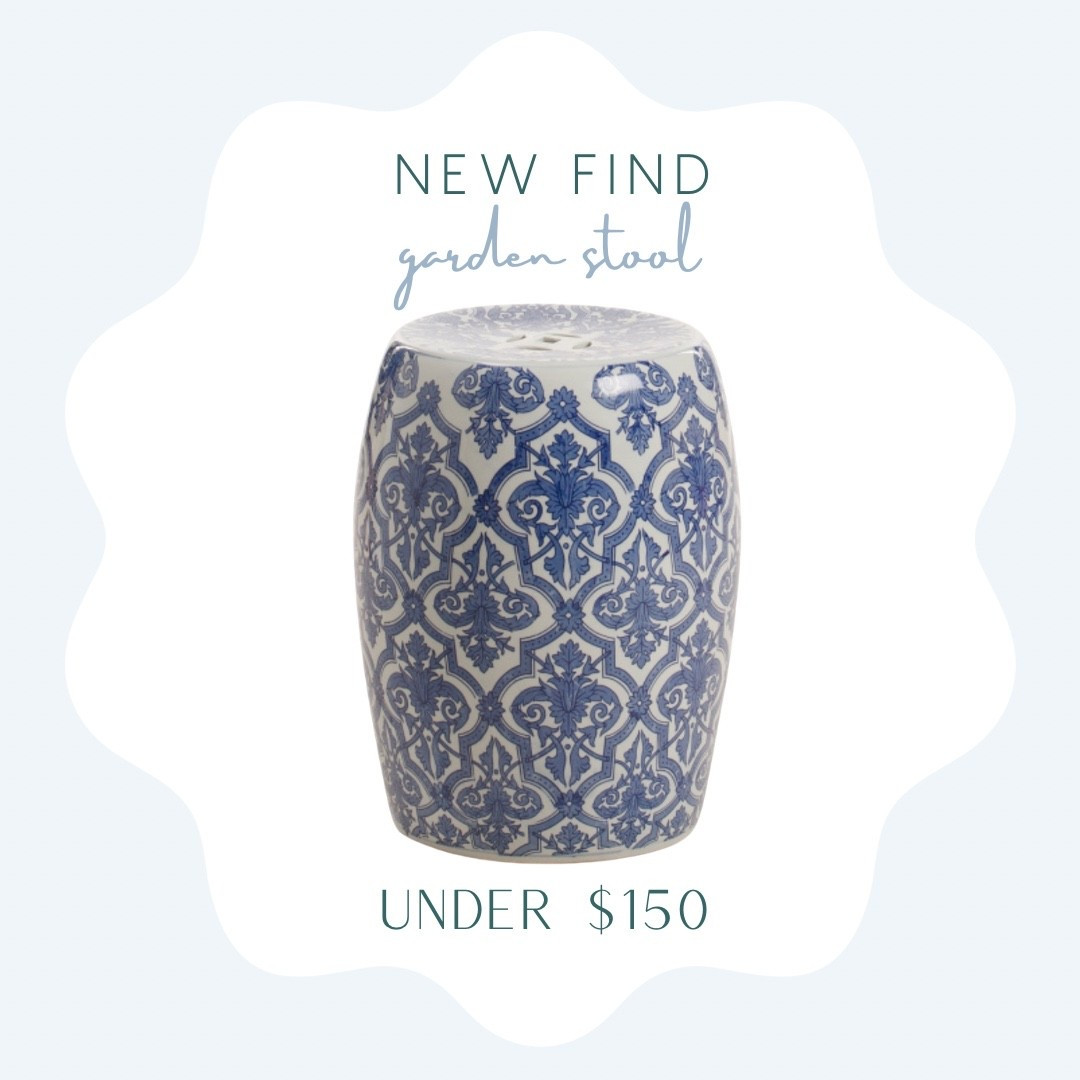 Blue and white ceramic garden stool