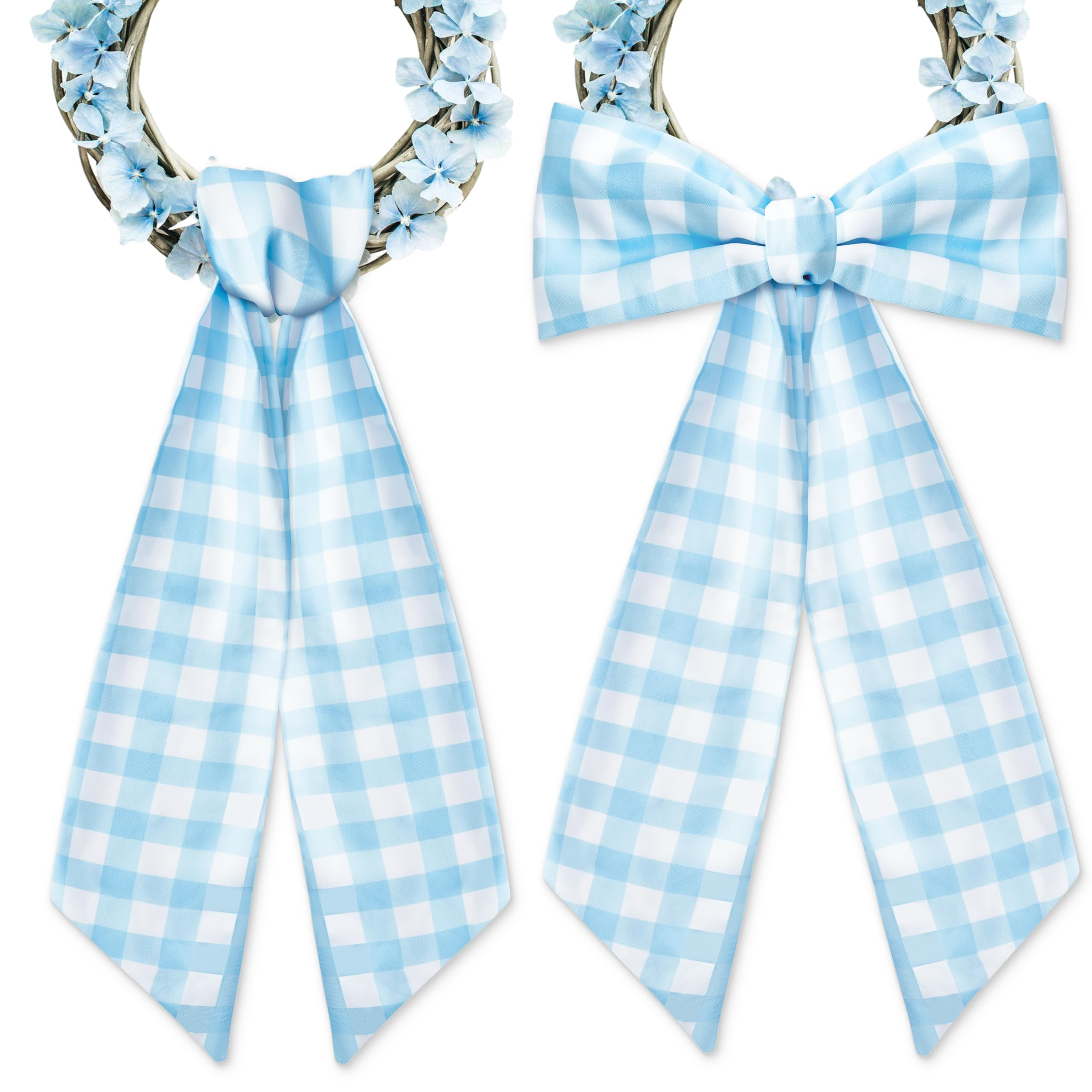 WATINC Wreath Sash Blue Lattice - 2pcs Baby Shower Buffalo Check Wreath Scarf DIY Bow for Front D... | Amazon (US)