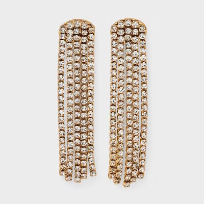 Rhinestone Fringe Drop Earrings - A New Day™ Gold | Target