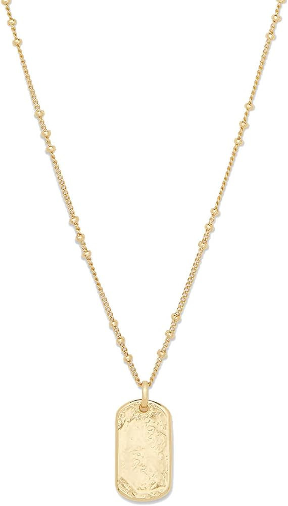 gorjana Women's Griffin Dog Tag Charm Hammered Pendant Necklace, 18K Gold Plated, 19 inch Chain | Amazon (US)