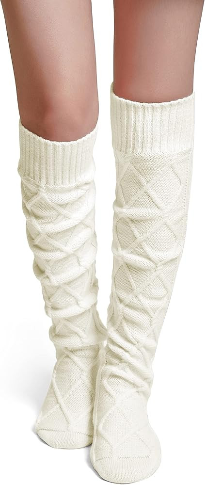 Pcavin Thigh High Socks for Women Cable Knit Over the Knee Boot Socks, Long Warm Leg Warmers Wint... | Amazon (US)