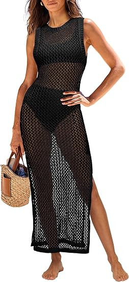 ANRABESS Womens Swimsuit Cover Up Sleeveless Hollow Knit Bikini Swimwear Bathing Suit Coverup Cro... | Amazon (US)