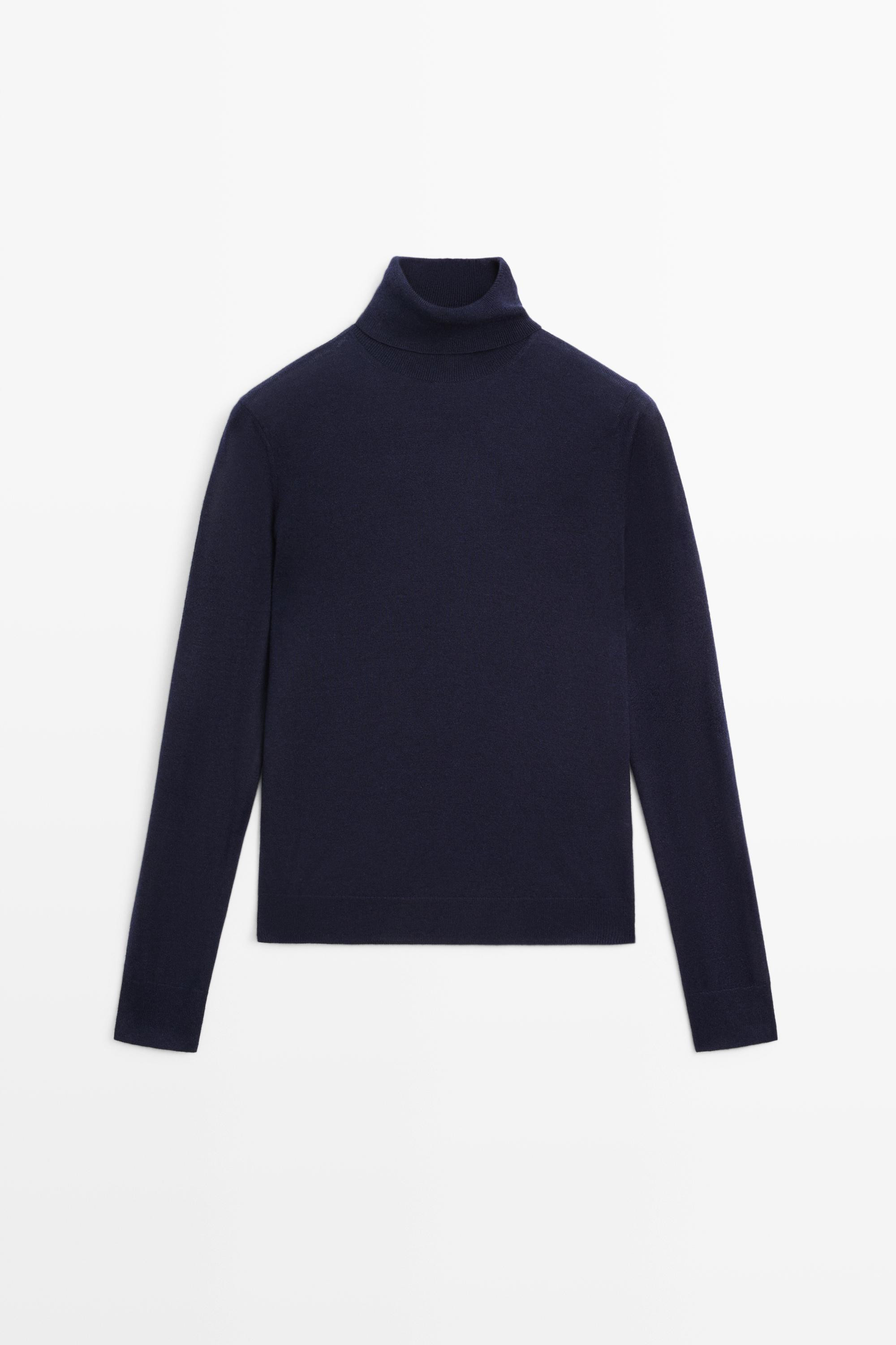 Wool-blend turtleneck knit sweater | Massimo Dutti US