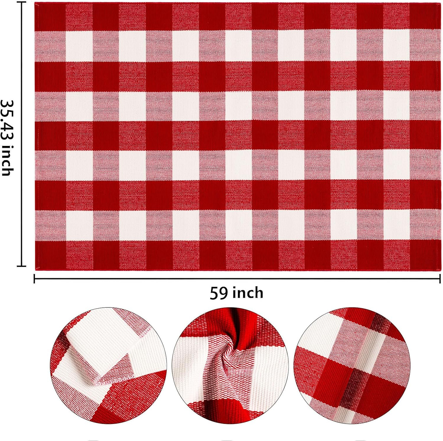 Christmas Front Porch Rug 3' x 5', Red and White Christmas Outdoor Rug Checkered Washable Rug Han... | Amazon (US)