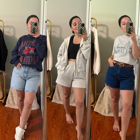 My favorite Abercrombie shorts 🤍

- Loose Short - size 26” inch
- Sunday Short - size XS
- Curve Love Dad Short - size 26”

Shorts are tts. Denim shorts sell out but restock in certain sizes often. All these come in additional colors that I also linked!

Summer outfits
Denim shorts
Loungewear
Casual outfits
Mom style



#LTKFindsUnder100 #LTKSeasonal