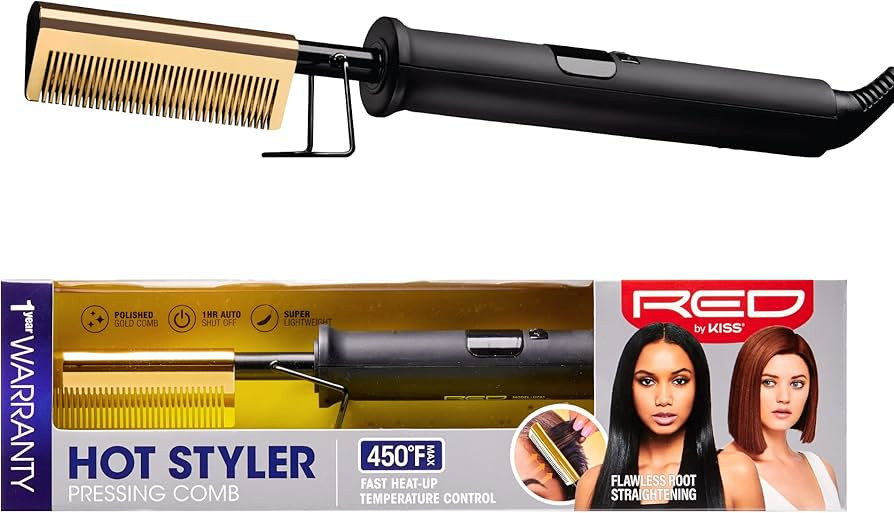 Red by Kiss Hot Comb Hair Straightener 450 Degrees, Straight Teeth Electric Heating Comb, Pressin... | Amazon (US)