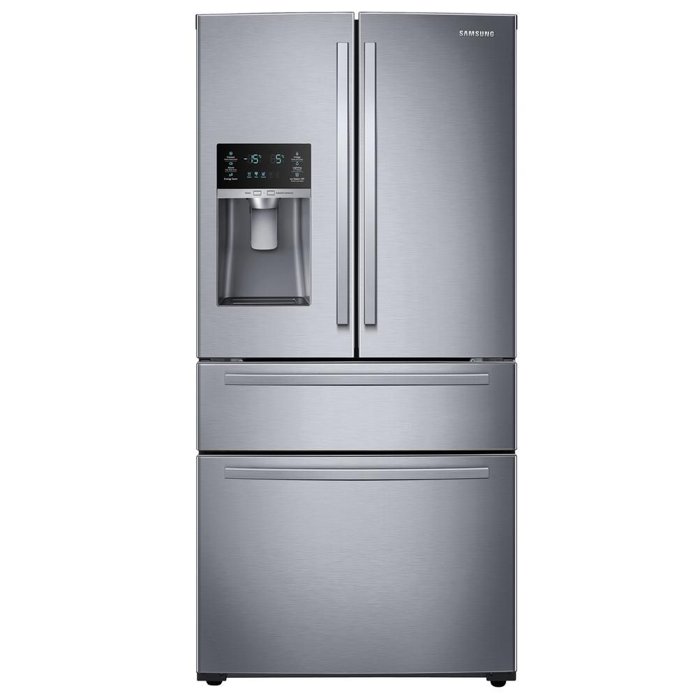 Samsung 33 in. W 24.73 cu. ft. 4-Door French Door Refrigerator in Stainless Steel-RF25HMIDBSR - T... | The Home Depot