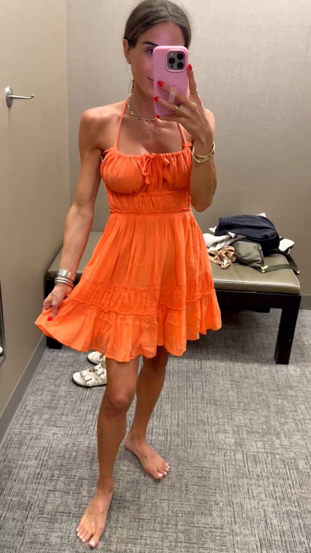 Love this orange pop of color flowy spring dress with an open back size xs 

#LTKPetite #LTKSeasonal #LTKTravel