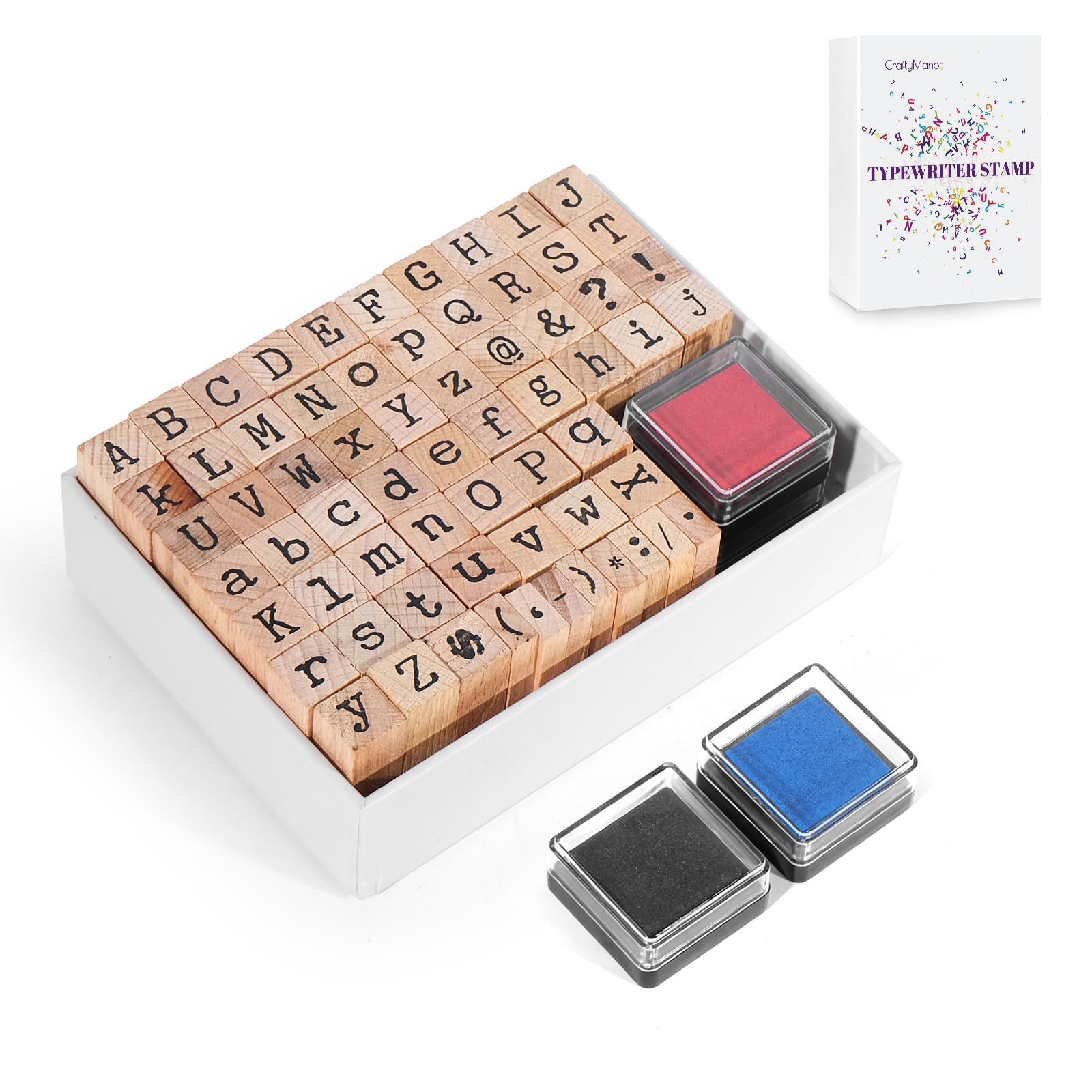 65 PCS Small Letter Stamps and Ink Pad for Crafting, Clay Alphabet Wooden Rubber Stamp Kit for Ki... | Amazon (US)