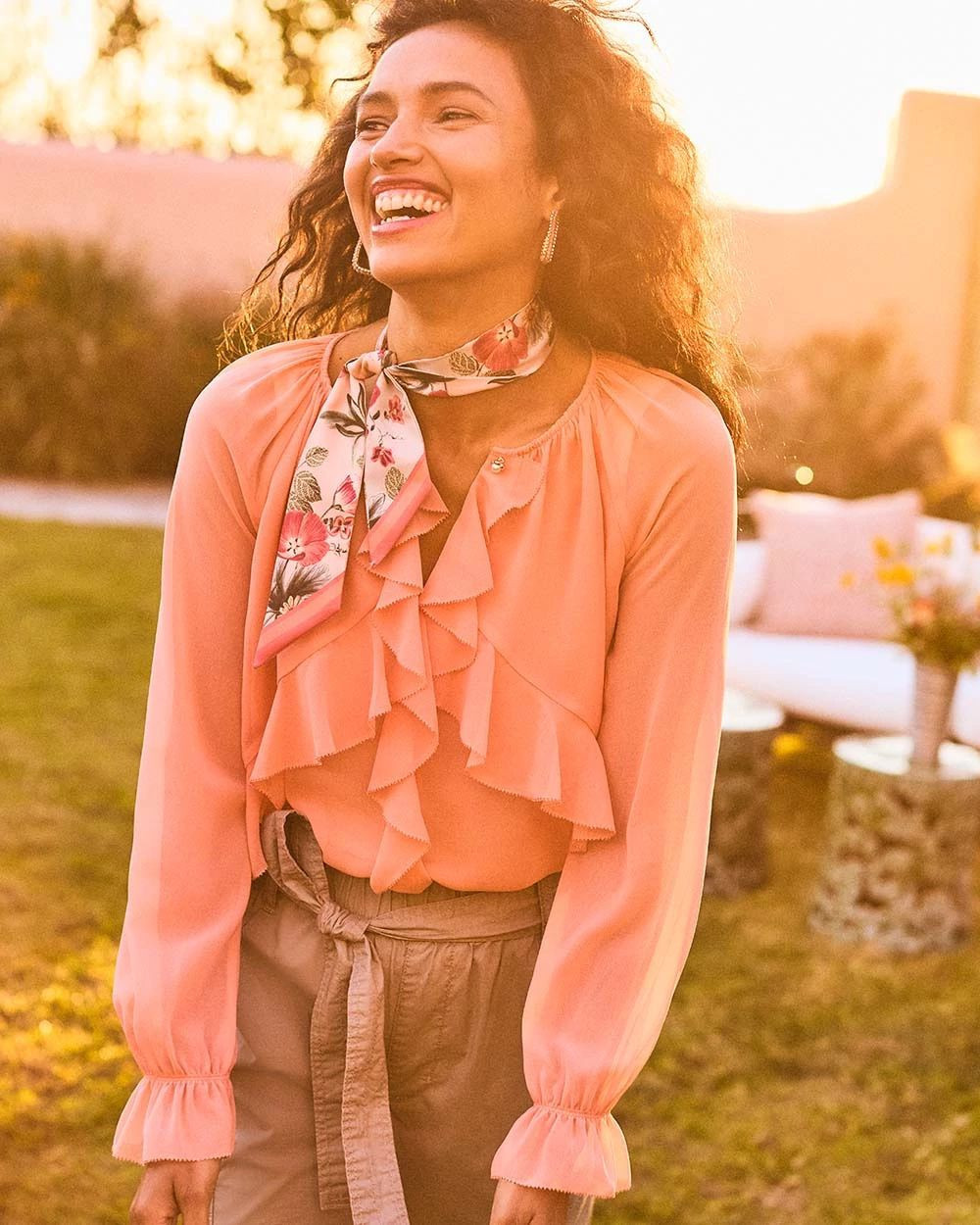 Georgette Sheer Ruffle Blouse | Chico's