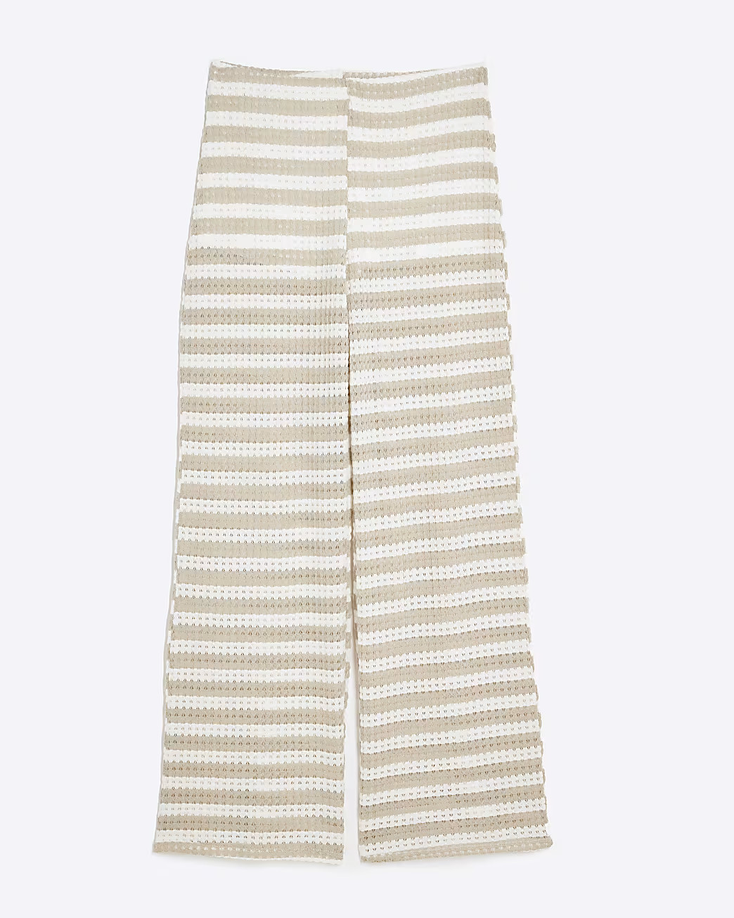 Cream Stripe Wide Leg Crochet Trousers | River Island UK & IE