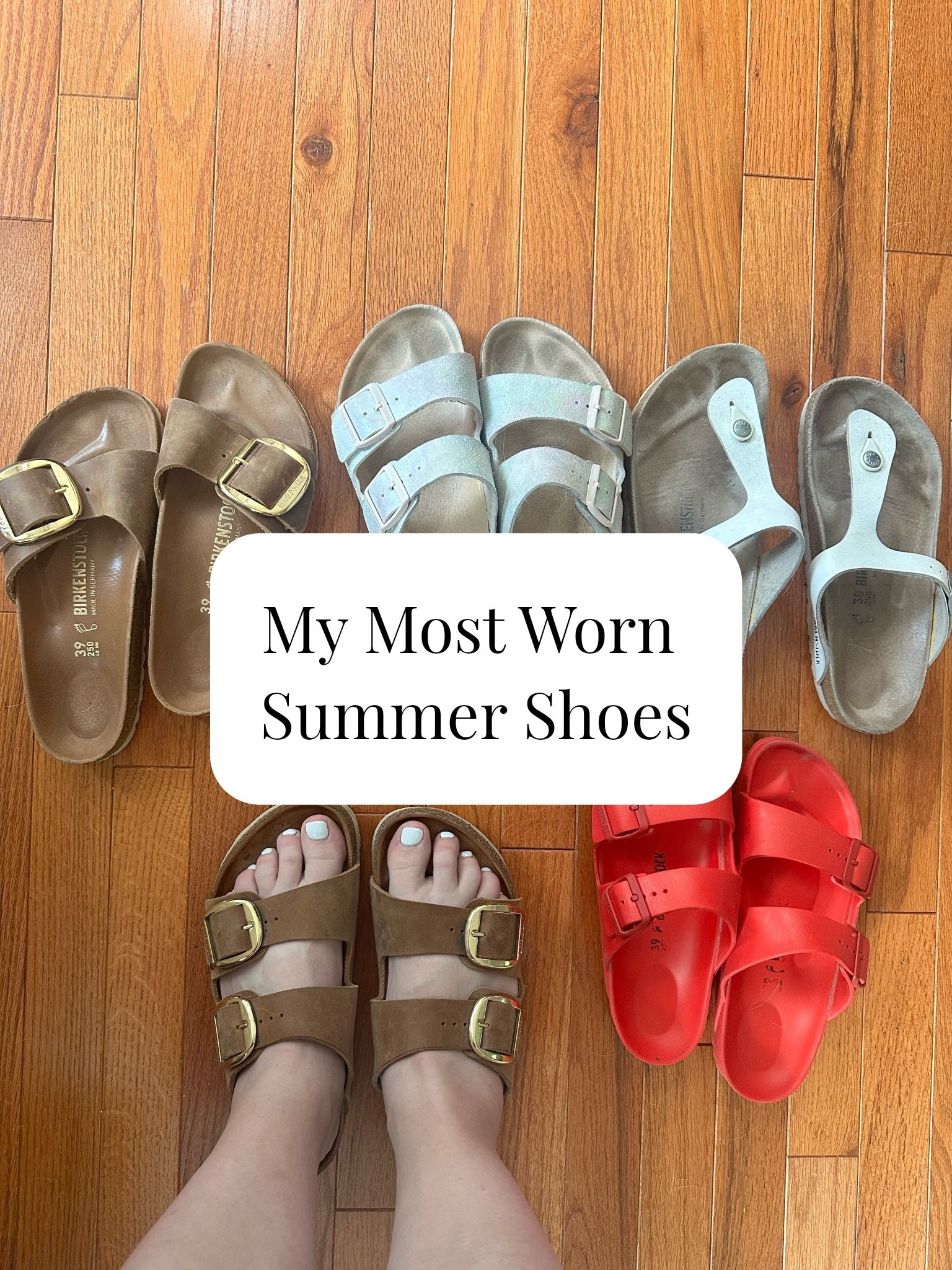 This is just a small sampling of my Birkenstocks! I have flat feet, “old lady feet,” whatever you want to call them haha and these are basically all I wear from spring until the second I’m forced to put socks on.

The pair on the top right is actually from 2010!

FYI - the filled-in footbed symbol means narrow and the outline one means regular/wide if you’ve ever wondered about that too!

Share this with your fellow Birkenstock person
Follow me for daily finds + real life in between

Birkenstocks | summer sandals | comfortable sandals for women | sandals for flat feet | Birkenstock width guide | regular vs narrow Birkenstocks | everyday summer shoes | cork footbed sandals | comfortable summer shoes | casual summer style

#Birkenstocks #SummerStyle #ComfortStyle

#LTKOver40 #LTKSeasonal #LTKSaleAlert