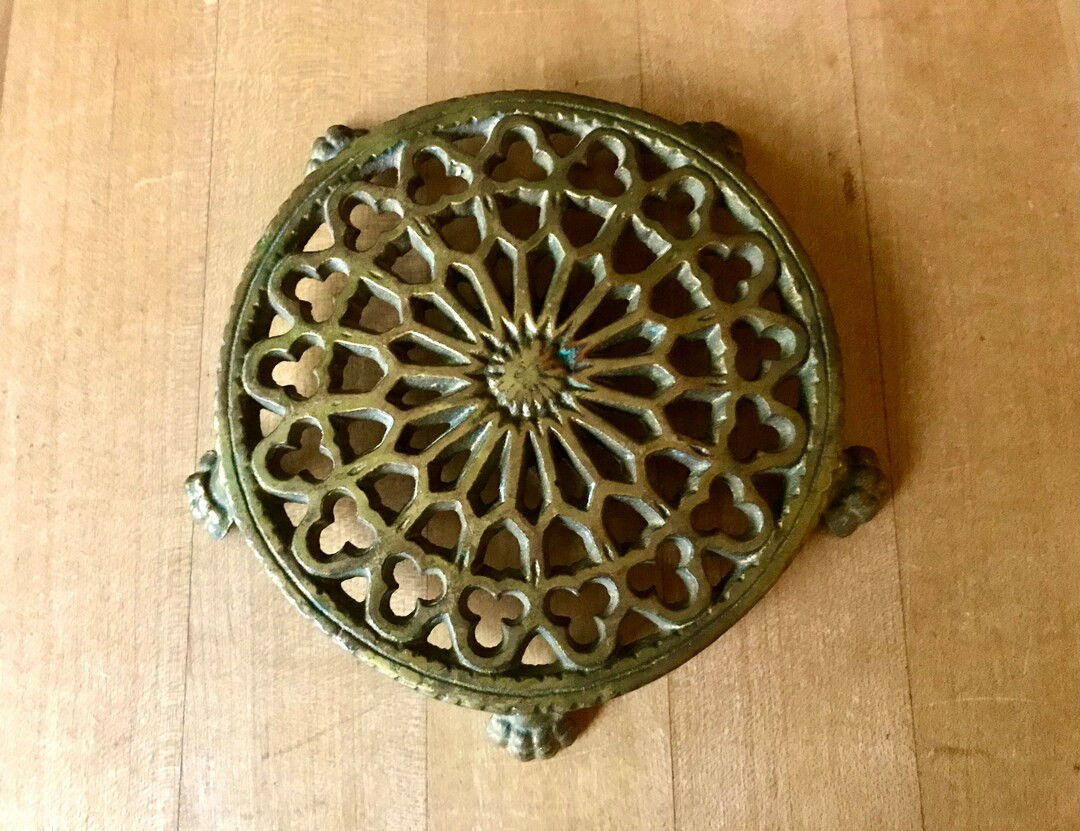 Antique Wilton Solid Brass Trivet With Lions Feet - Etsy | Etsy (US)