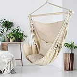 AsterOutdoor Hammock Chair Hanging Rope Swing with 2 Cushions and Wood Spreader Bar for Indoor or Ou | Amazon (US)