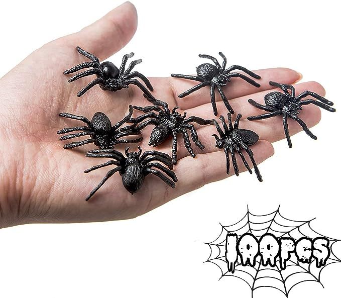 BAINFE 100PCS Plastic Spiders Halloween Realistic Plastic Spider Small Spiders Fake Spiders Prank... | Amazon (US)