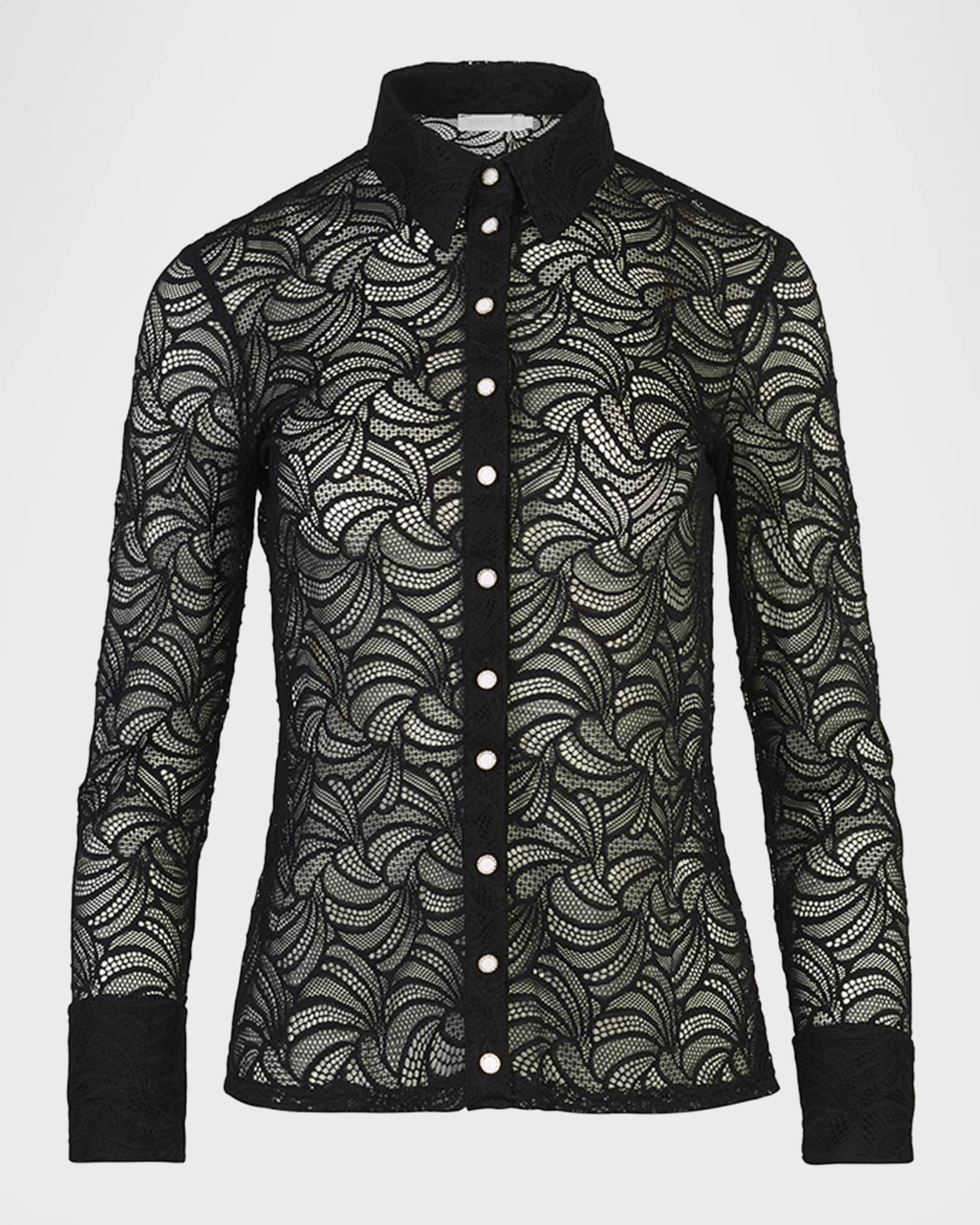 Atelier Button-Down Lace Shirt | Neiman Marcus