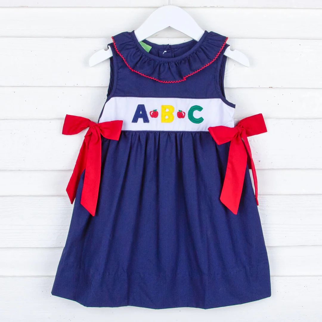 Navy ABC Side Tie Dress | Classic Whimsy