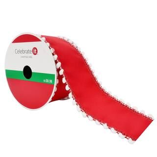 2.5" Grosgrain Wired Pom Pom Edge Ribbon by Celebrate It™ Christmas | Michaels Stores