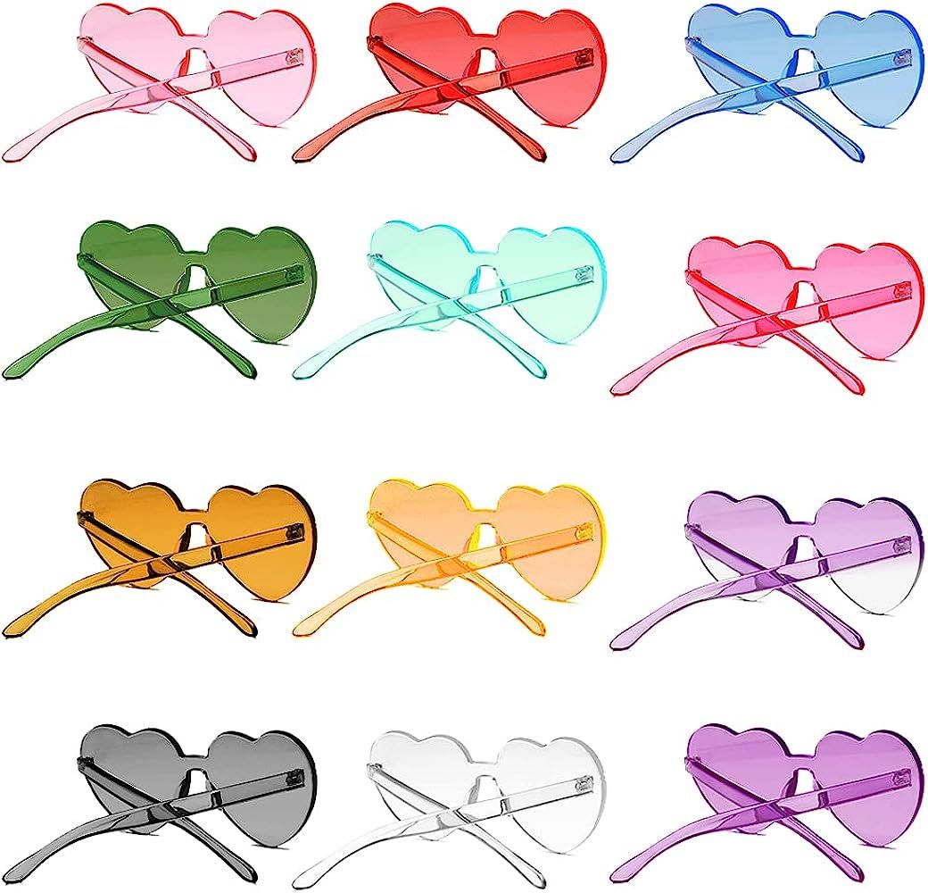 Heart Shaped Rimless Sunglasses, Jelly Fudge Series Heart Sunglasses Bachelorette Party Cool Sung... | Amazon (US)