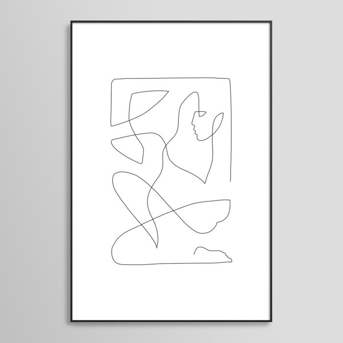 Abstract Figure One Line Art Framed Art Print | Society6