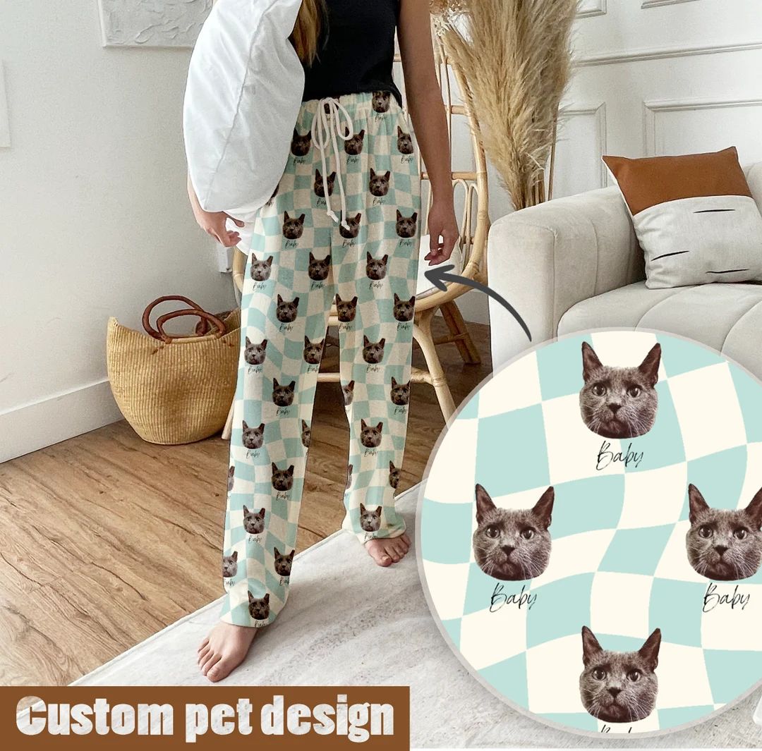 Custom Pet Portrait Pajama Pants Using Pet Photo Name Custom - Etsy | Etsy (US)