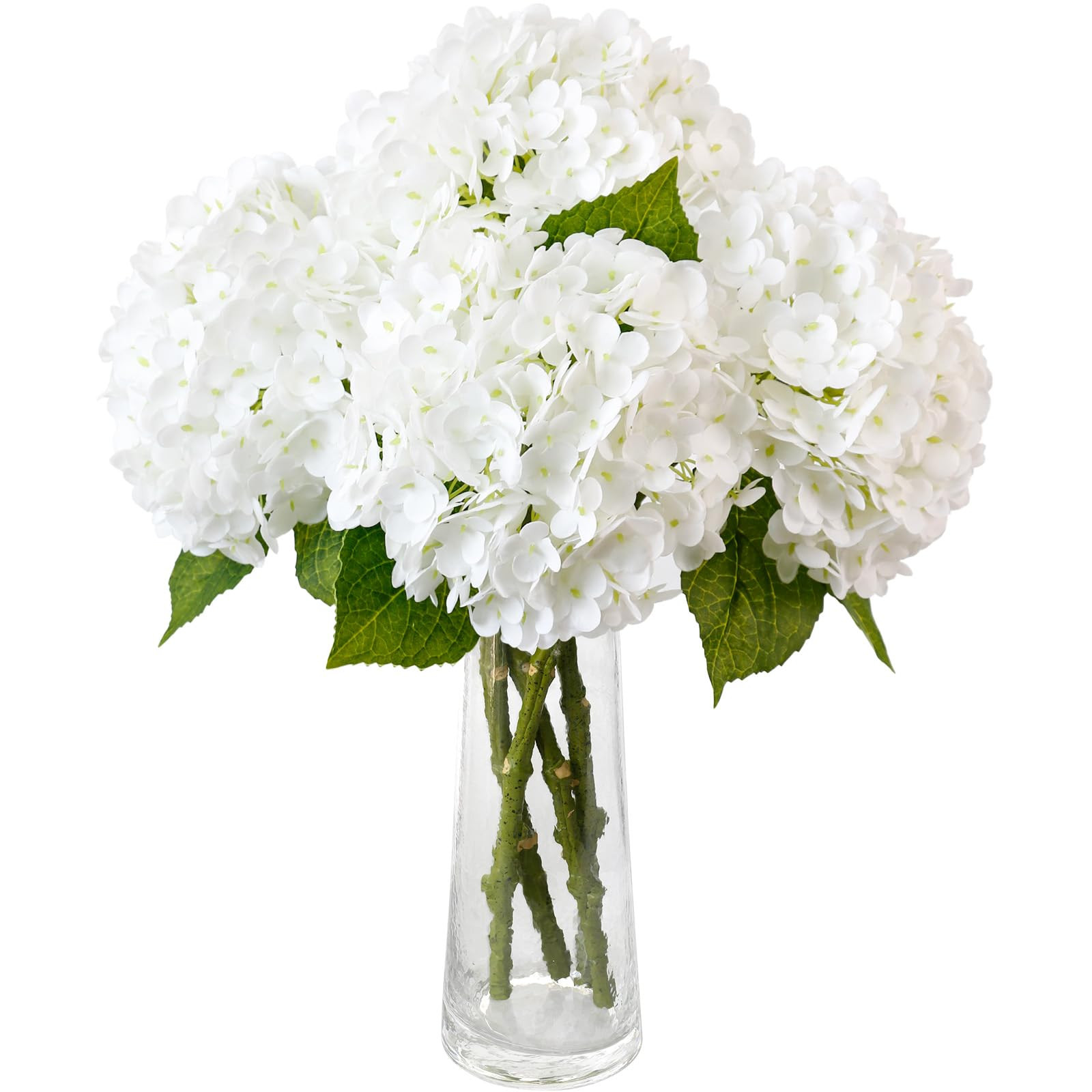 Leftover 3 Pcs White Hydrangea Artificial Flowers,21" Real Touch Faux Hydrangea Flowers and 3 PCS... | Amazon (US)