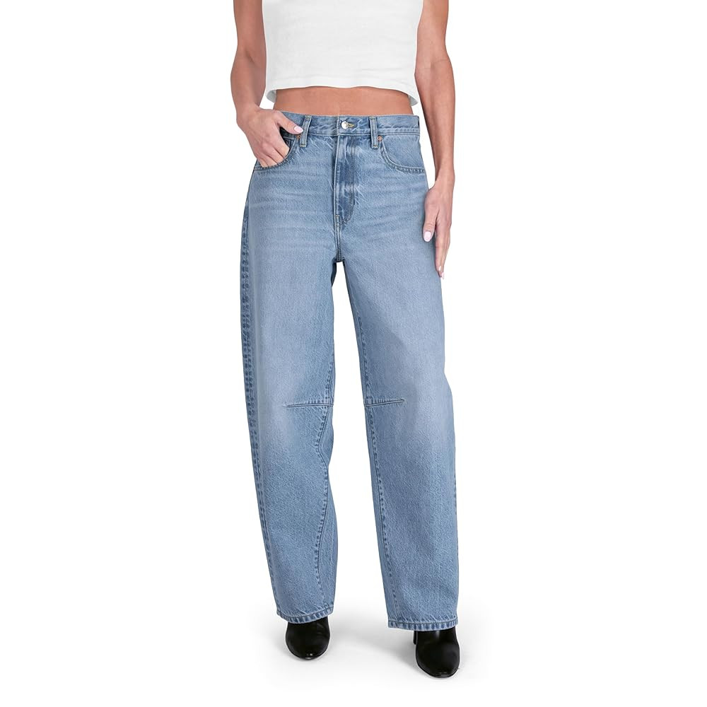Womens Baggy Barrel Jeans Wide Leg Mid Rise Premium Denim Pants | Amazon (US)