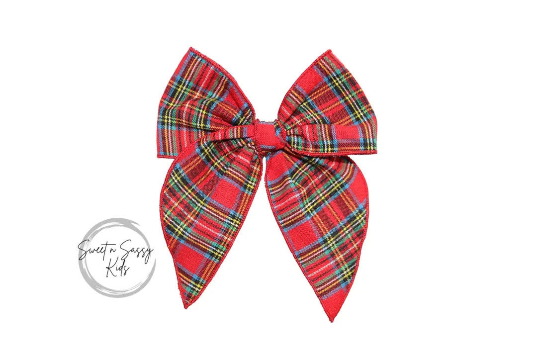 Red Tartan Plaid Hair Bow: 5 Inch Girls Christmas Fabric Bow - Etsy | Etsy (US)