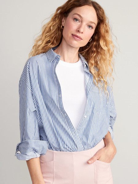 Oversized Button-Down Boyfriend Shirt | Old Navy (US)
