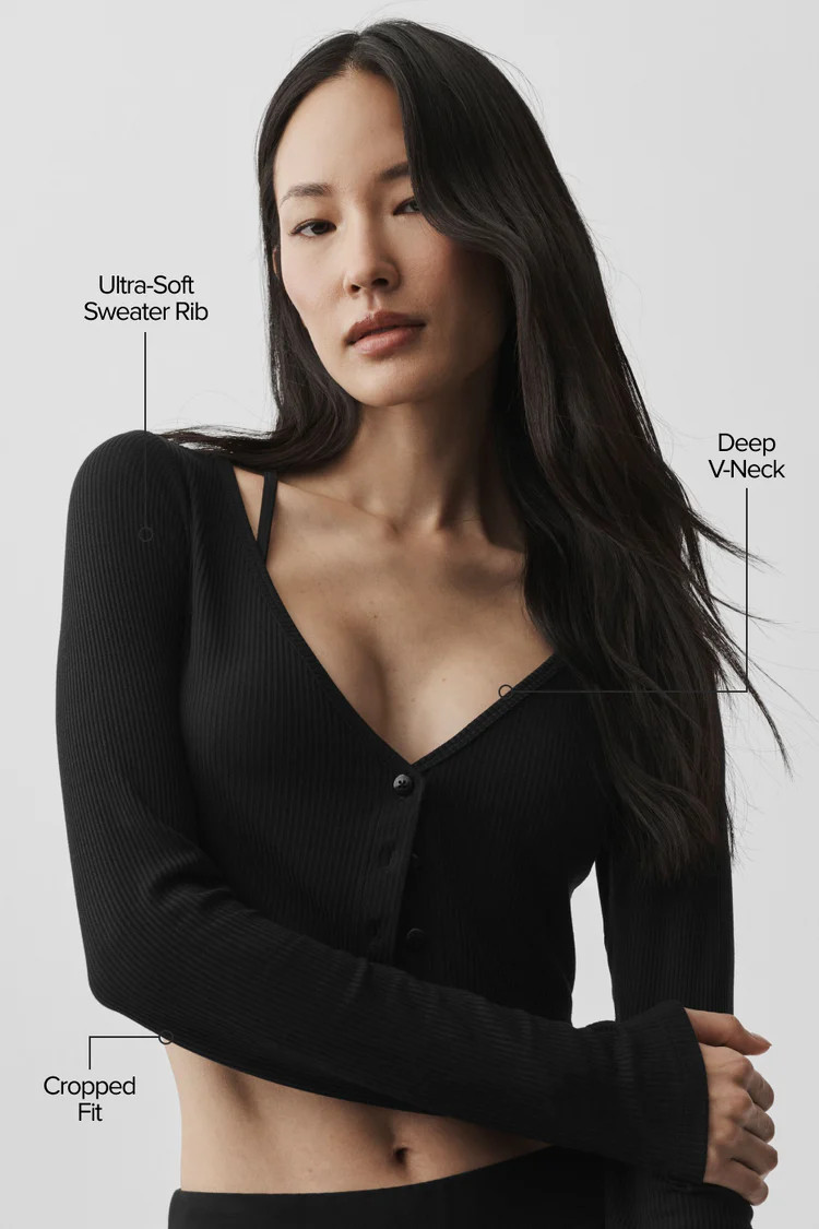 Ribbed Cropped Whisper Cardigan | Alo Yoga