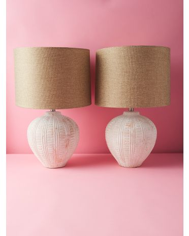 2pk 26.5in Whitewashed Terracotta Table Lamps | HomeGoods