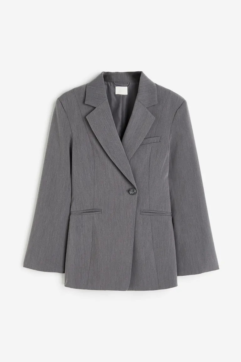 Double-breasted blazer - Donkergrijs - DAMES | H&M NL | H&M (DE, AT, CH, NL, FI)