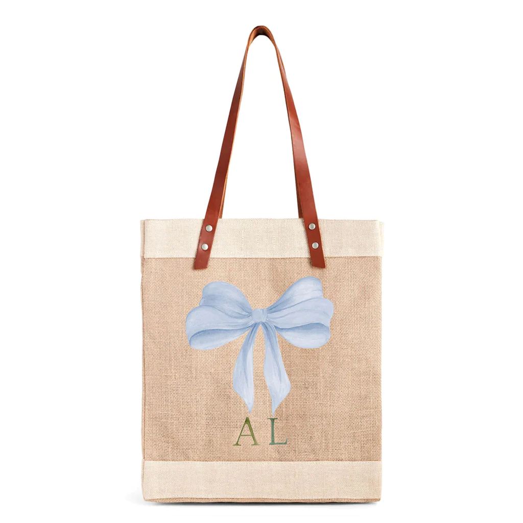 Market Tote in Natural with Powder Blue Bow by Amy Logsdon | Apolis