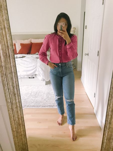 Work from home outfit
Subtle puff sleeve blouse with ruffling detailing. Top is from sezane and fits true to size. Perfect fall top / fall blouse
Wearing ankle length jeans. They’re the most comfortable straight jeans. Has a slight stretch to them. Very flattering jeans and fits true to size. Such a perfect mom style outfit. 


#LTKSeasonal #LTKstyletip