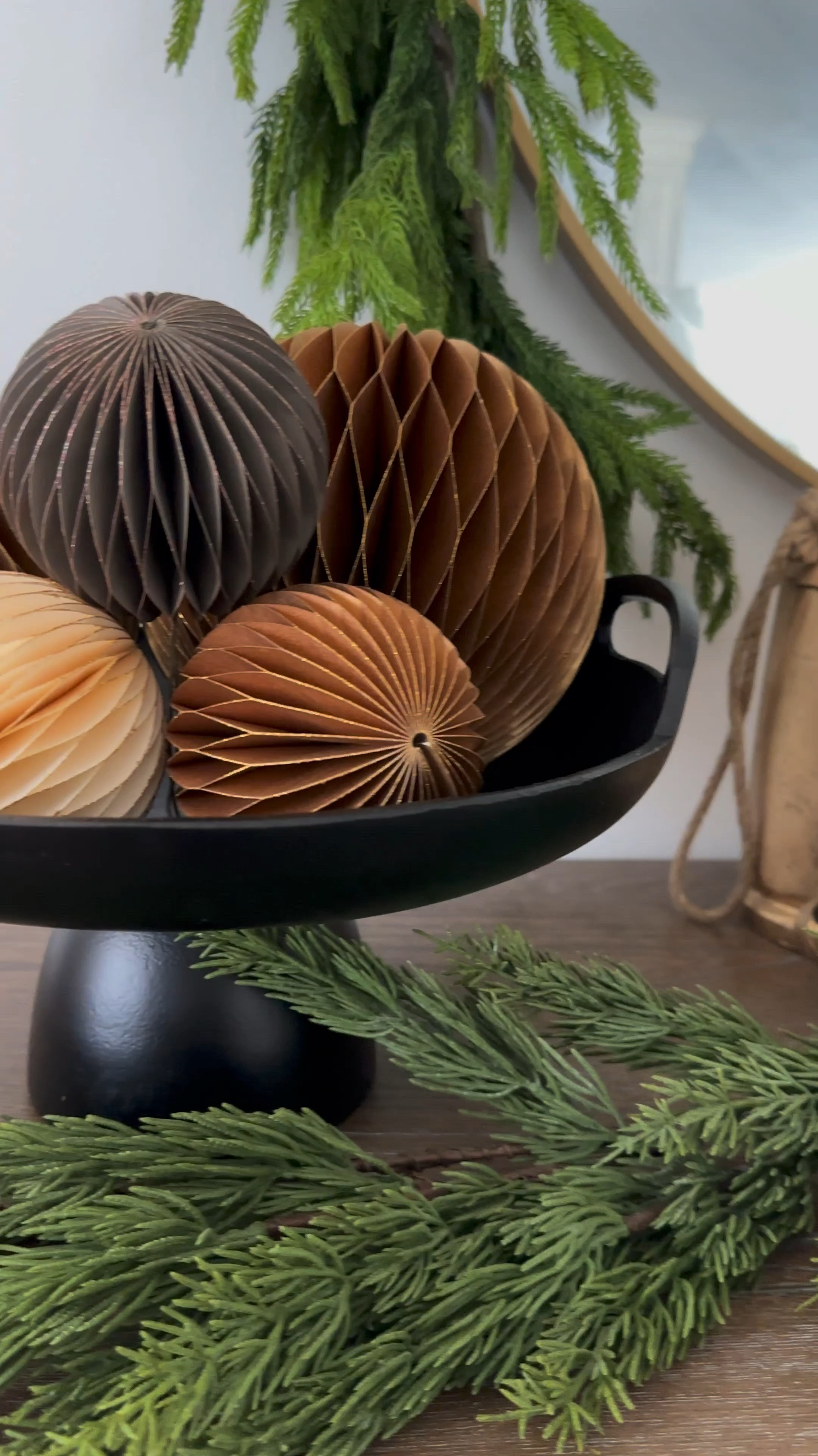 beautiful accordion ornament balls and gorgeous metal pedestal bowl ✨🌲

The combination of the these two make the perfect, simple modern holiday centerpiece. The paper ornaments come in 3 different sizes and 4 different colors. I love using these warm earth tones in my holiday decor! 

#christmasdecor #homedecor #amazonhome #amazonholiday 
The style edit collective 
The Hillary style

#LTKHome #LTKHoliday